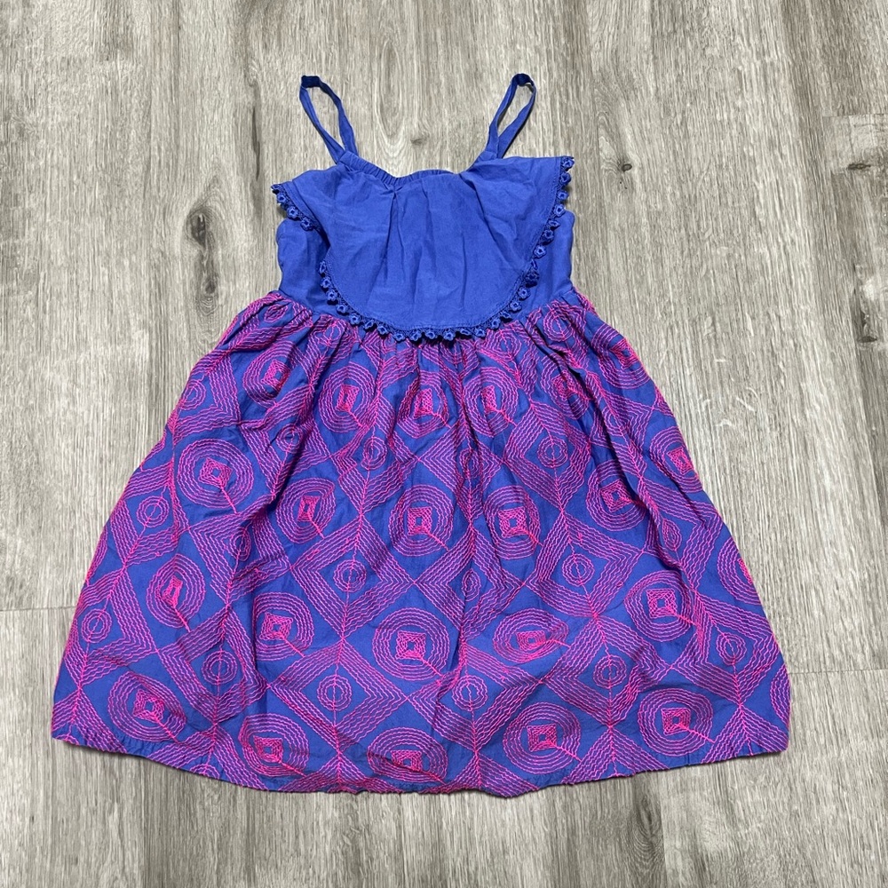 Cat & Jack Girls Dark‎ Periwinkle and Pink Dress, size XS (4/5)